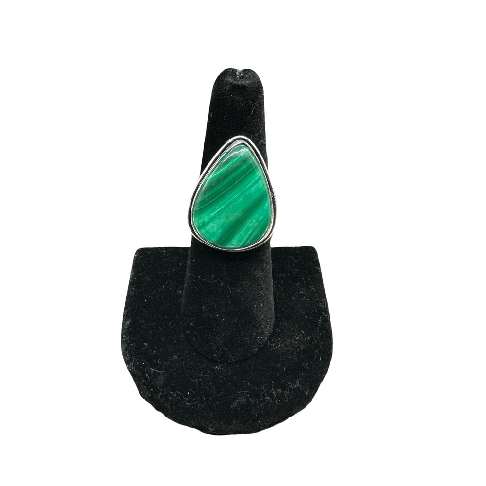 Malachite Sterling Silver Ring 6 1/2